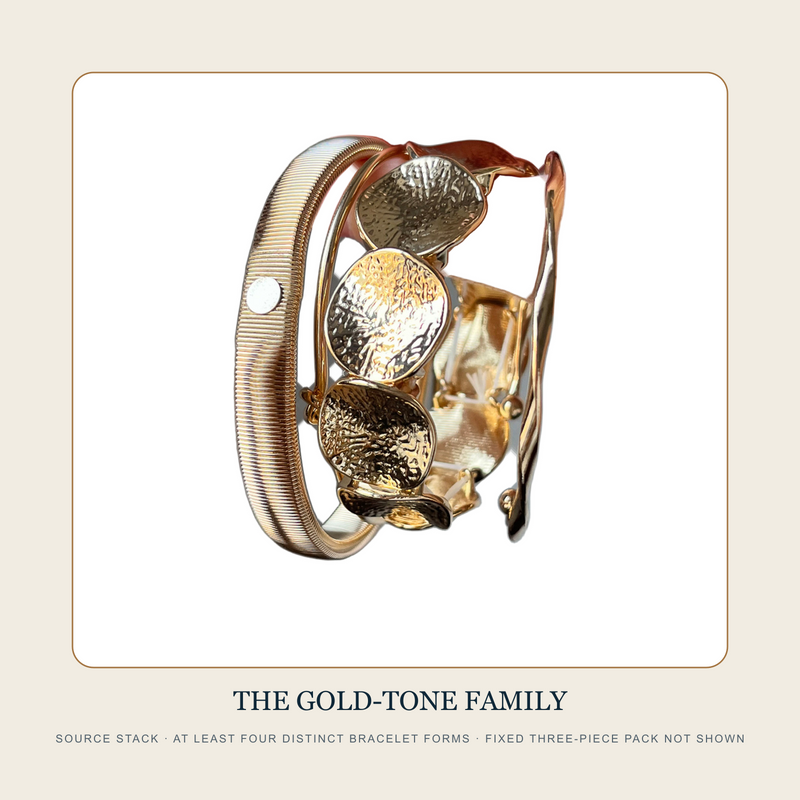 The Four Visible Tides gold-tone mixed bracelet stack source family