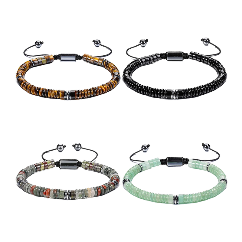 Four active surface options for The Sun Wheel disc-bead drawstring bracelet