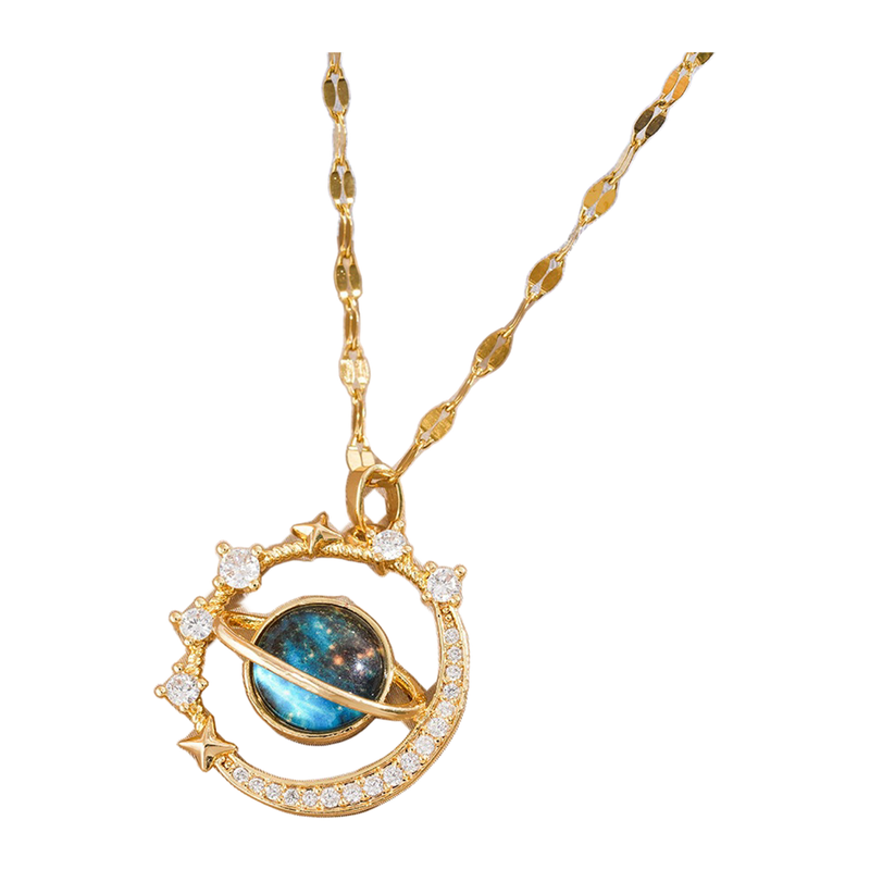 Moon Planet option for The Little Orbit gold-tone celestial-style necklace