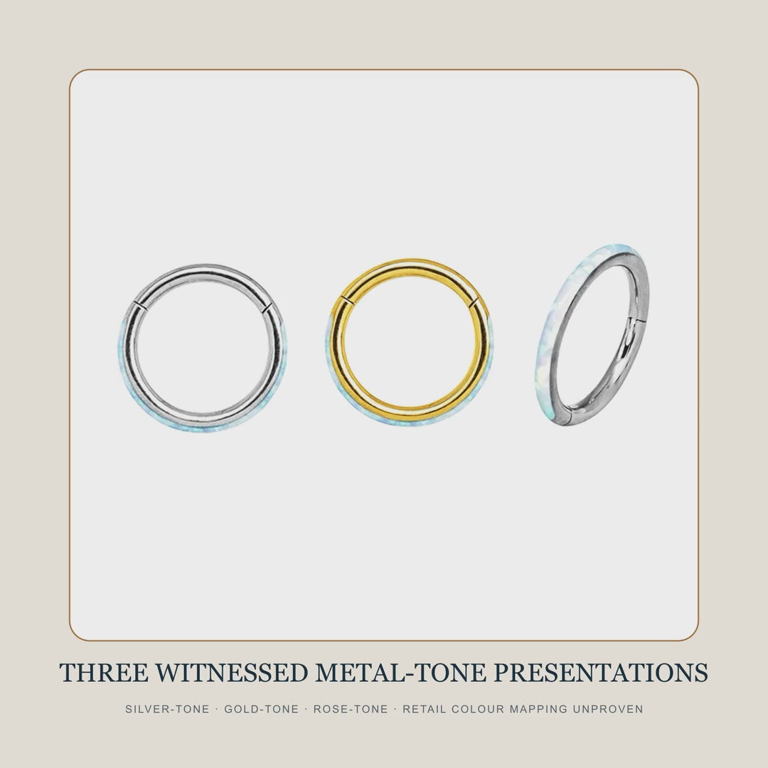 The Three Unnamed Moons side-set iridescent hinged-hoop source review — 15-second product story film