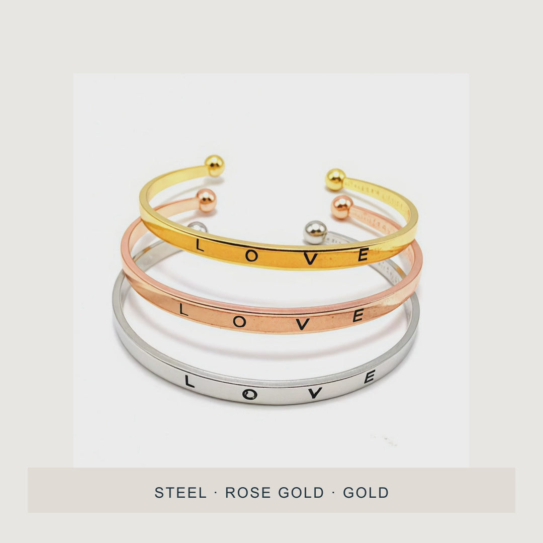 The Loveband — Fixed LOVE-Letter Open Cuff Bracelet — 15-second product story film