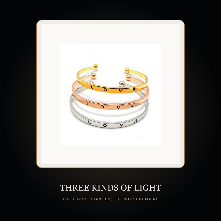 Three Kinds of Light story scene showing all Loveband finishes