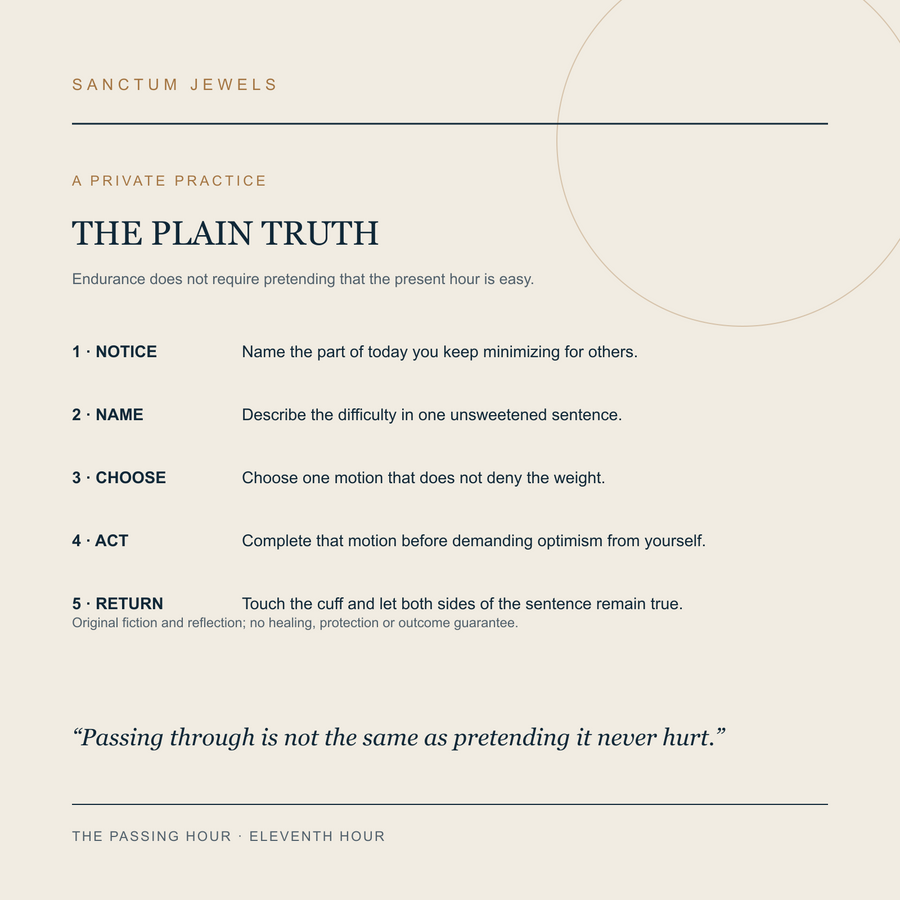The Passing Hour symbolic Plain Truth private practice card in English