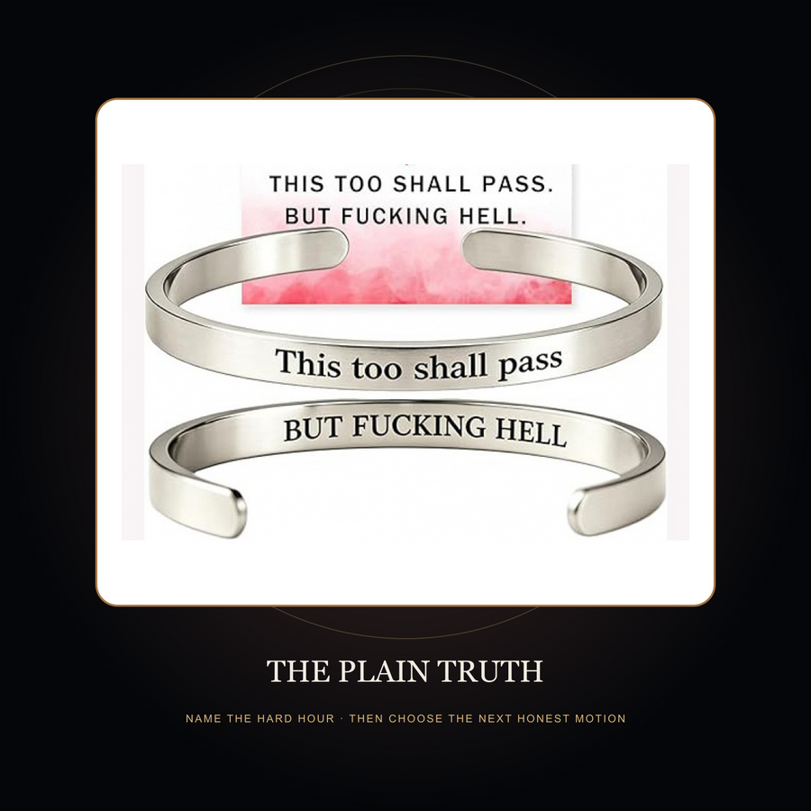 The Passing Hour cuff in the fictional Plain Truth threshold story scene