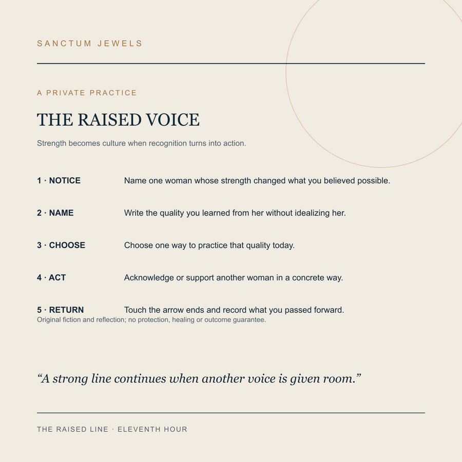 The Raised Line symbolic Raised Voice private practice card in English