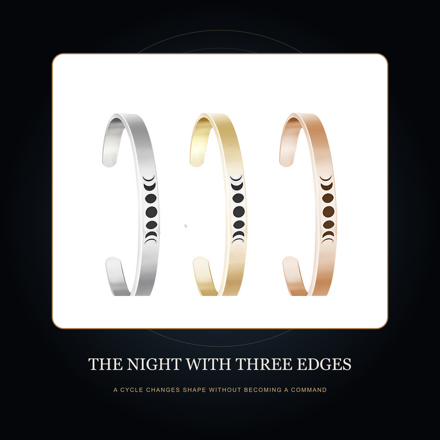 The Three Quiet Phases cuff in the fictional Night with Three Edges Night Archive story scene