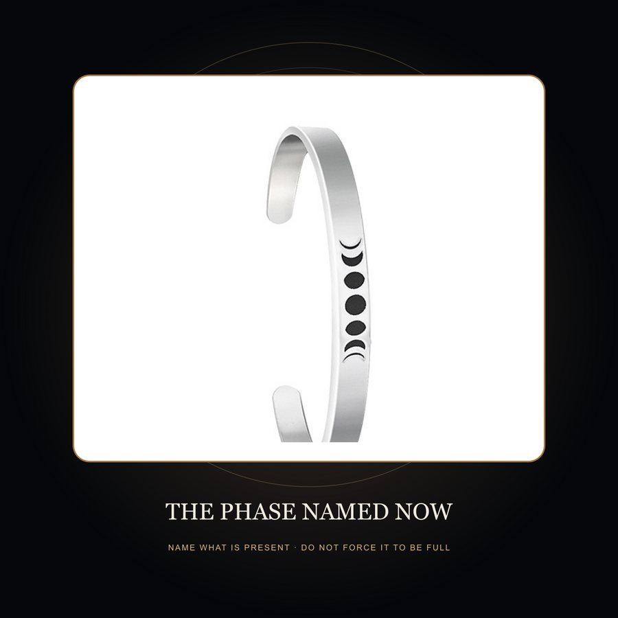 The Three Quiet Phases cuff in the fictional Phase Named Now threshold story scene