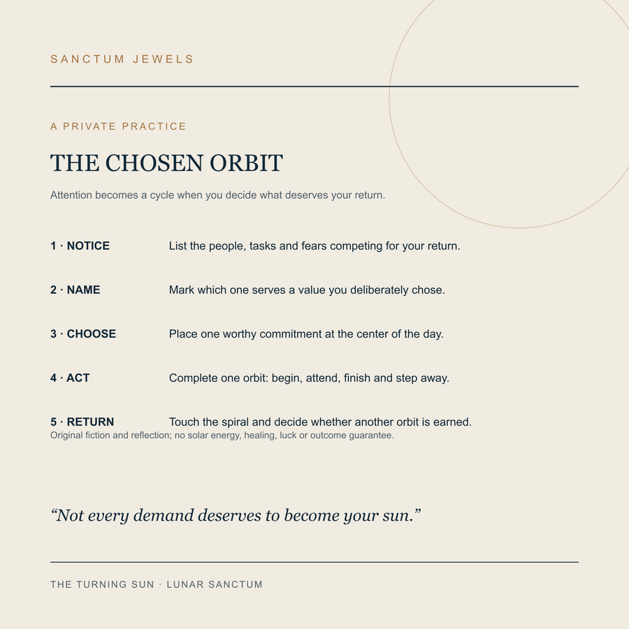 The Turning Sun symbolic Chosen Orbit private practice card in English