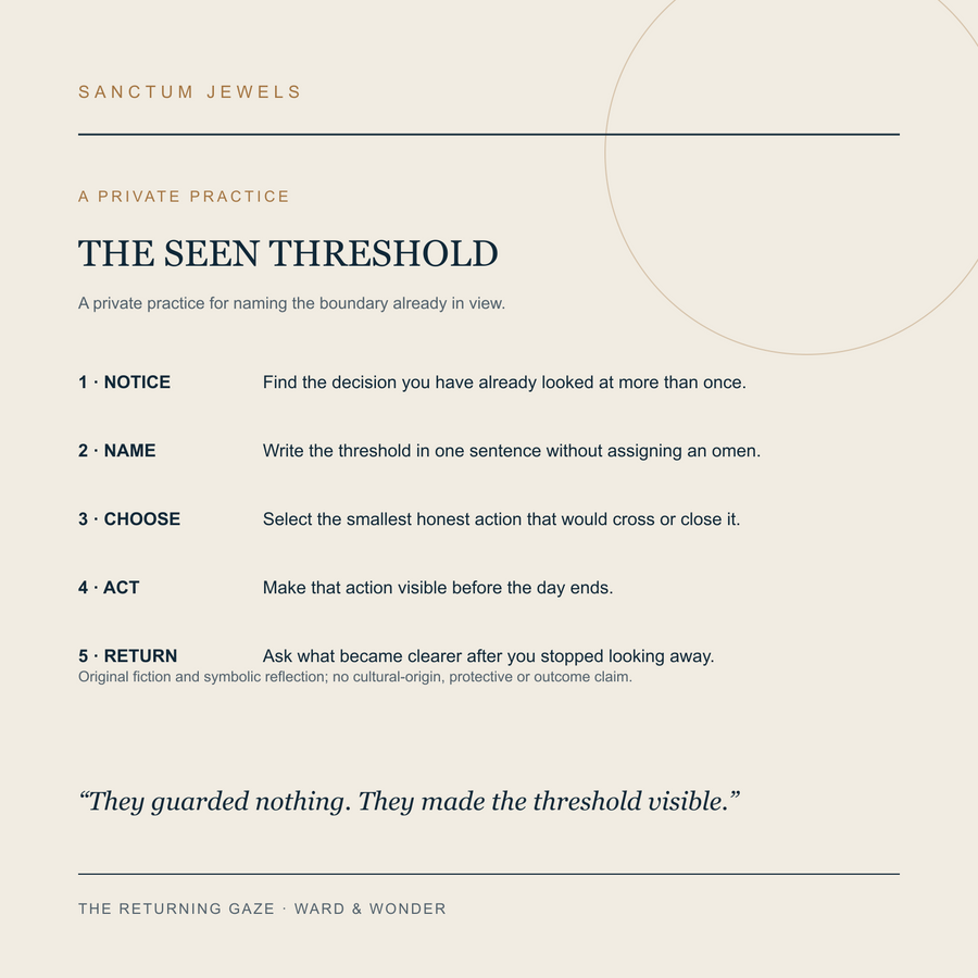 The Returning Gaze symbolic Seen Threshold private practice card in English