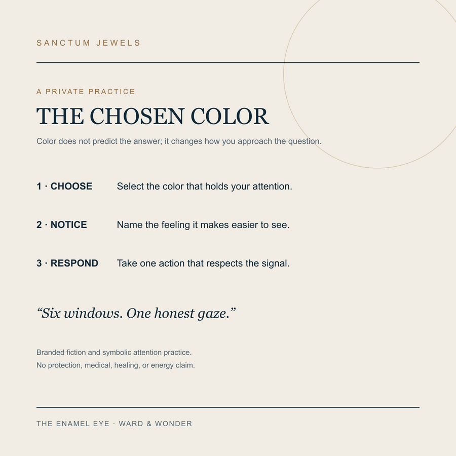 The Enamel Eye Chosen Color symbolic attention practice card in English