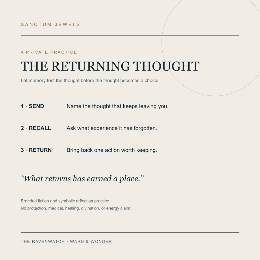 The Ravenwatch Returning Thought symbolic reflection card in English