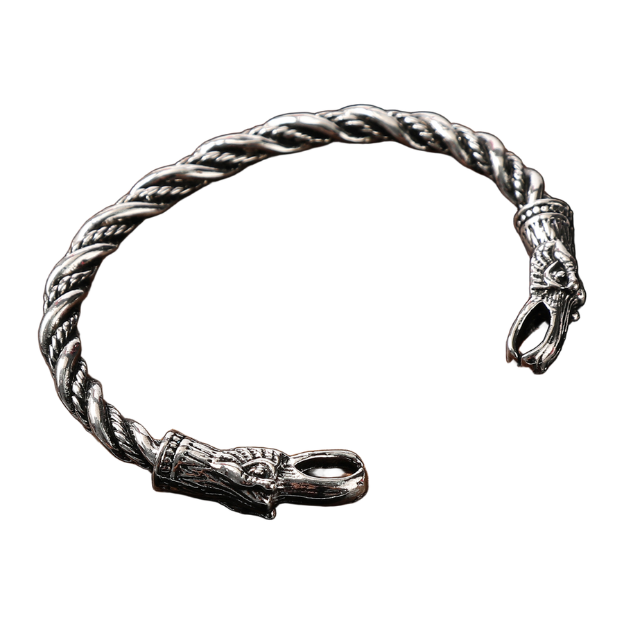 Reverse angled view of The Ravenwatch twisted rope-style cuff band