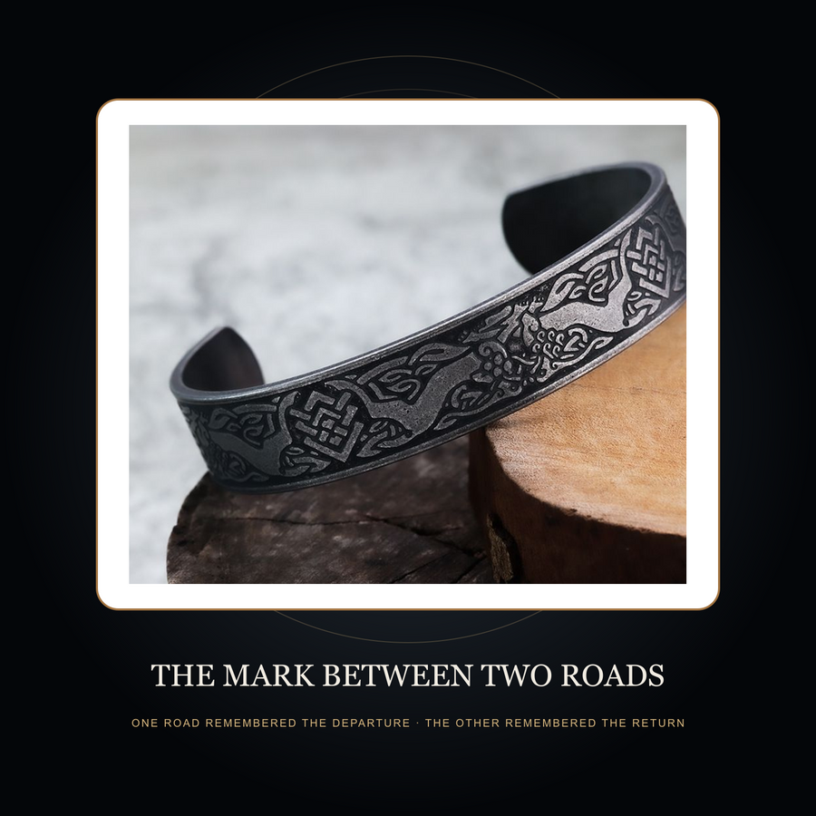 The Returning Knot cuff in the fictional Mark Between Two Roads story scene