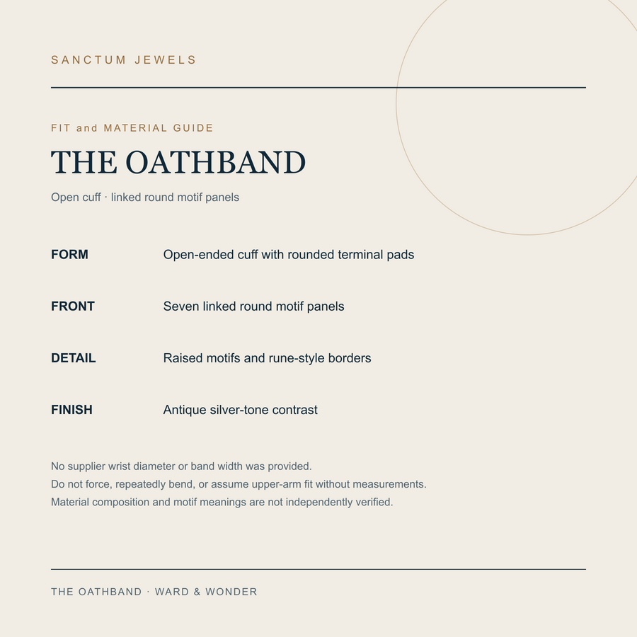 The Oathband fit and material guide in English