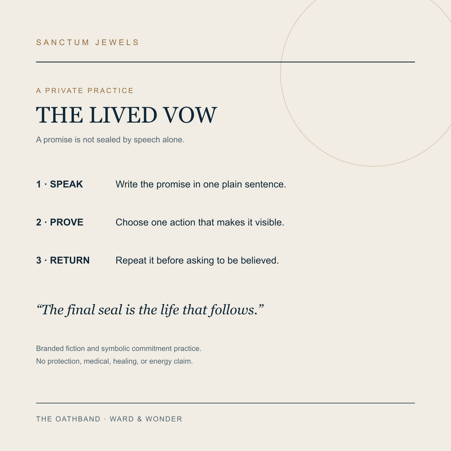 The Oathband Lived Vow symbolic commitment practice card in English