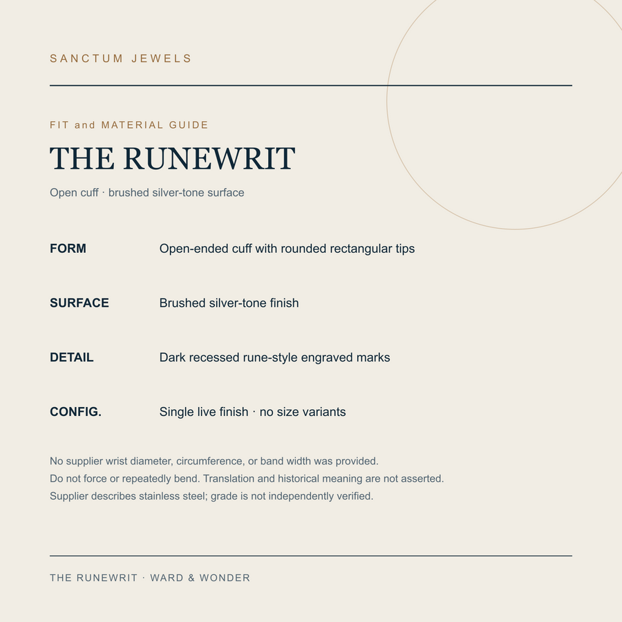 The Runewrit fit and material guide in English