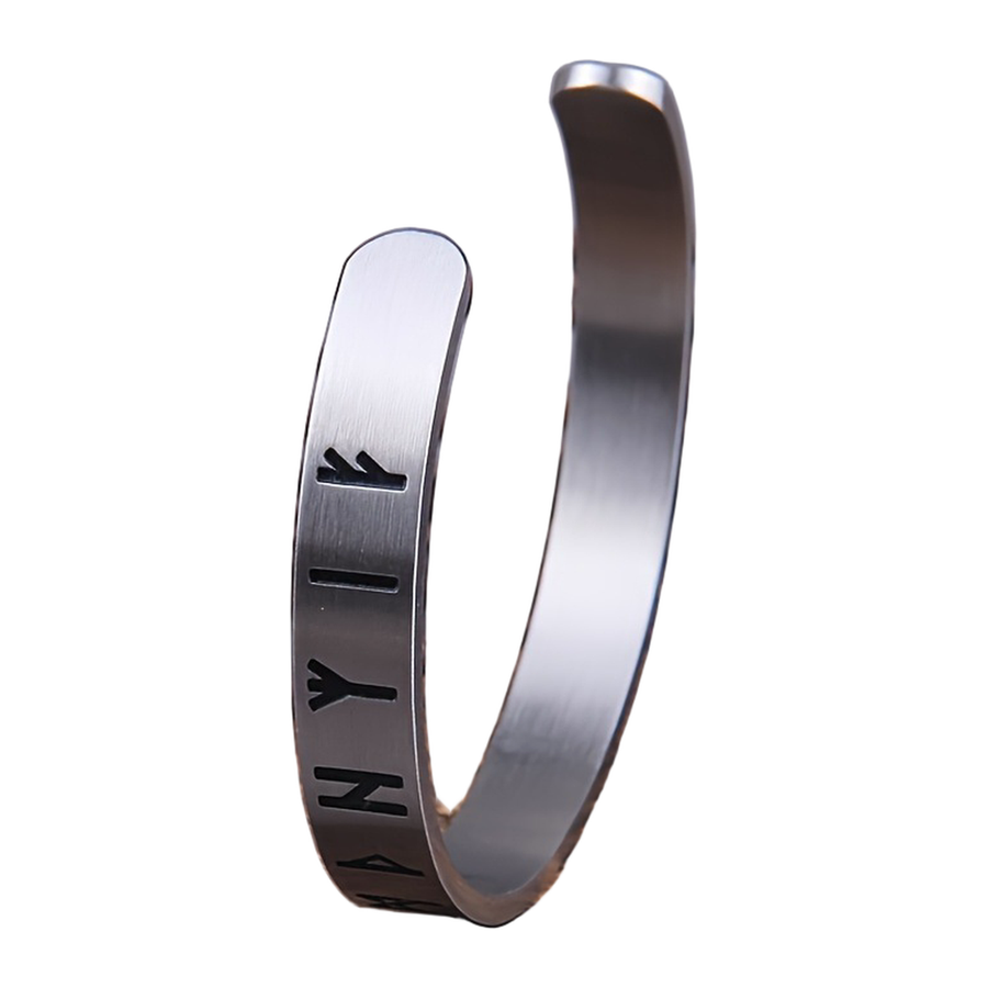 Open-end view of The Runewrit cuff and rounded rectangular tips