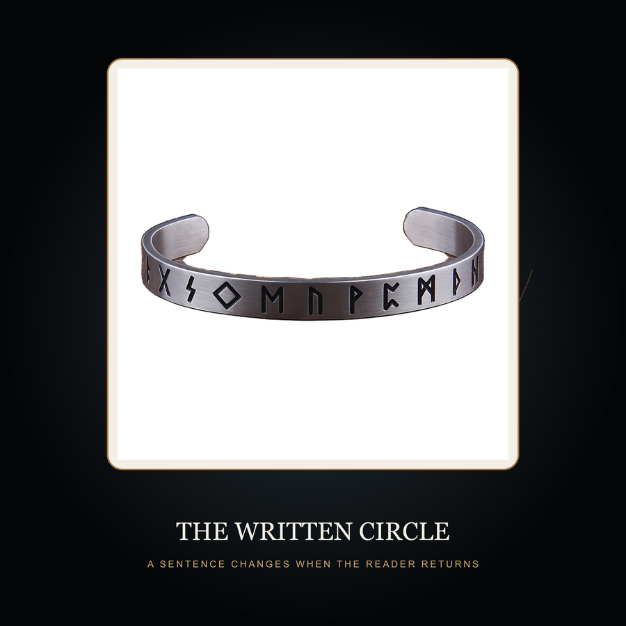 The Runewrit cuff in the fictional Written Circle story scene