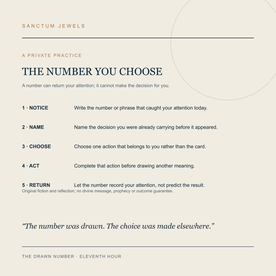 The Drawn Number symbolic Number You Choose private practice card in English