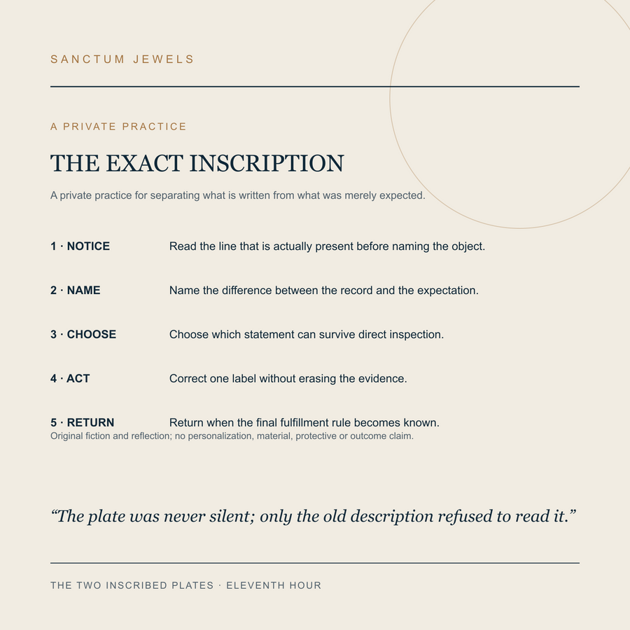 The Two Inscribed Plates symbolic Exact Inscription private practice card in English