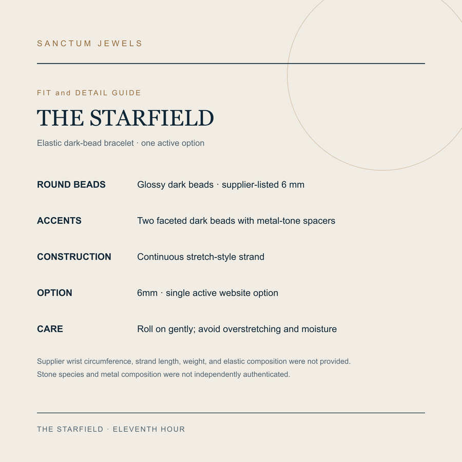 English fit and detail guide for The Starfield 6mm bracelet