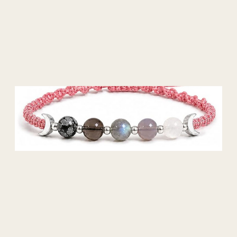 Blush Pink option for The Five Moons adjustable five-bead cord bracelet