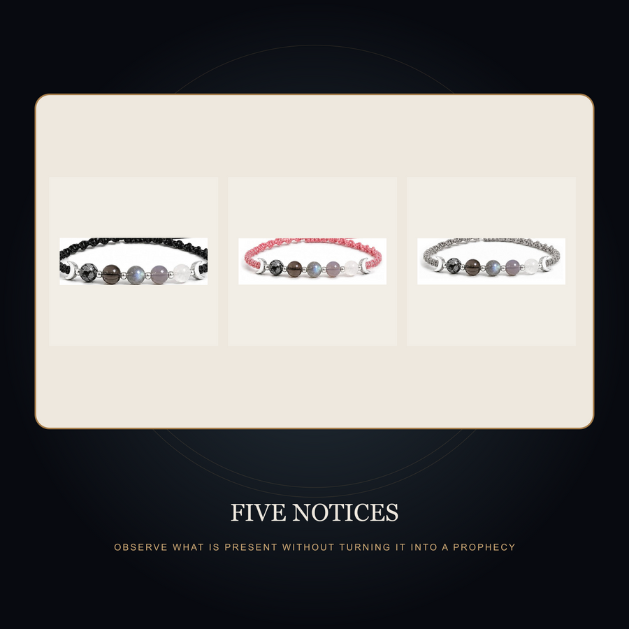 Five Notices branded story scene for The Five Moons bracelet