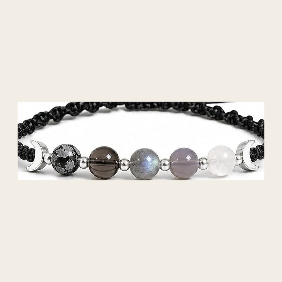 Midnight Black option for The Five Moons adjustable five-bead cord bracelet