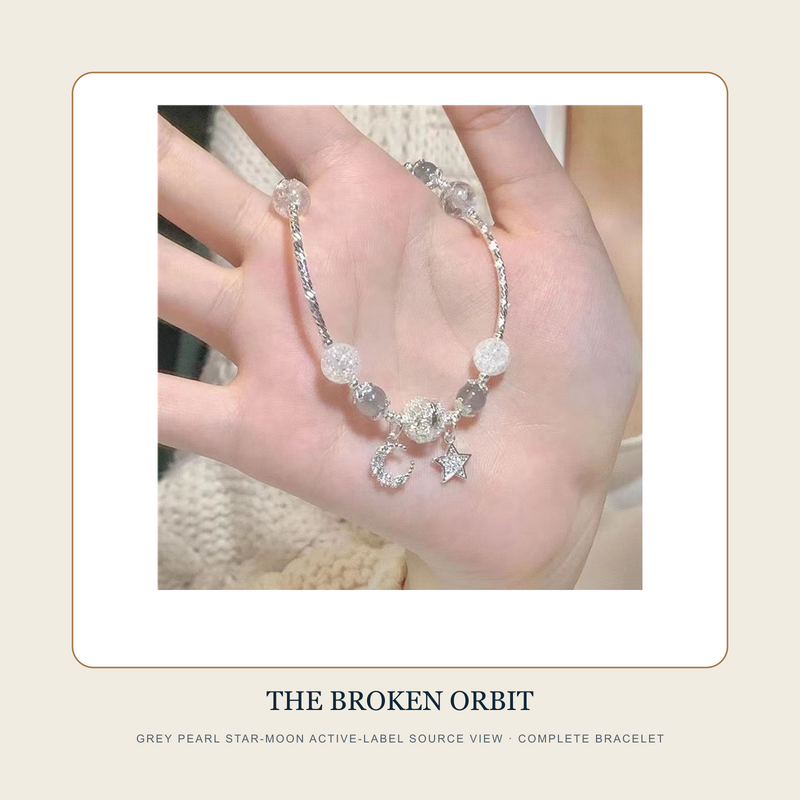 Complete source view of The Broken Orbit Grey Pearl Star-Moon active-label charm bracelet