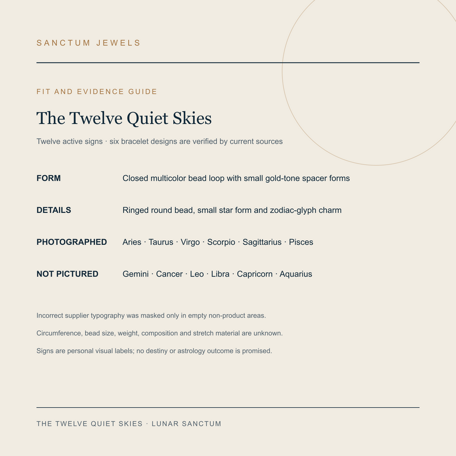 The Twelve Quiet Skies available sign and fit evidence guide in English