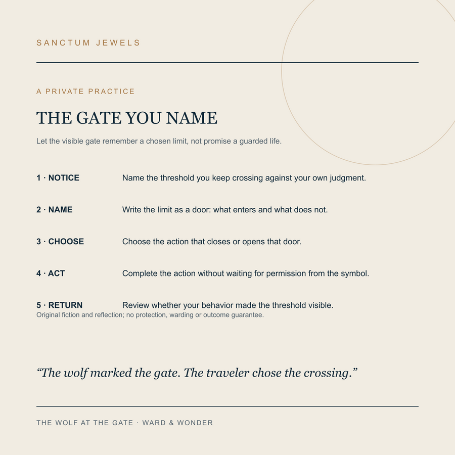 The Wolf at the Gate symbolic Gate You Name private practice card in English
