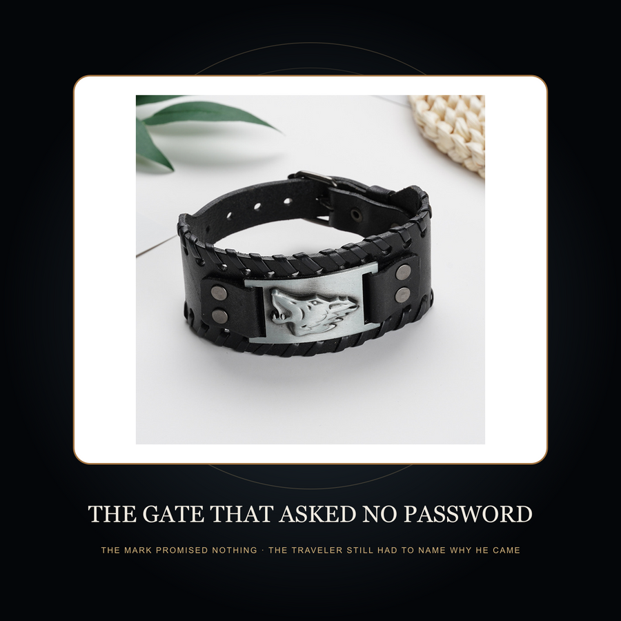 The Wolf at the Threshold bracelet in the fictional Gate That Asked No Password story scene