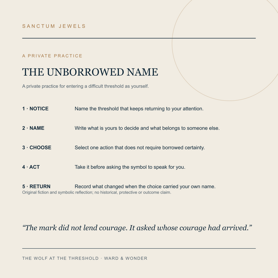 The Wolf at the Threshold symbolic Unborrowed Name private practice card in English