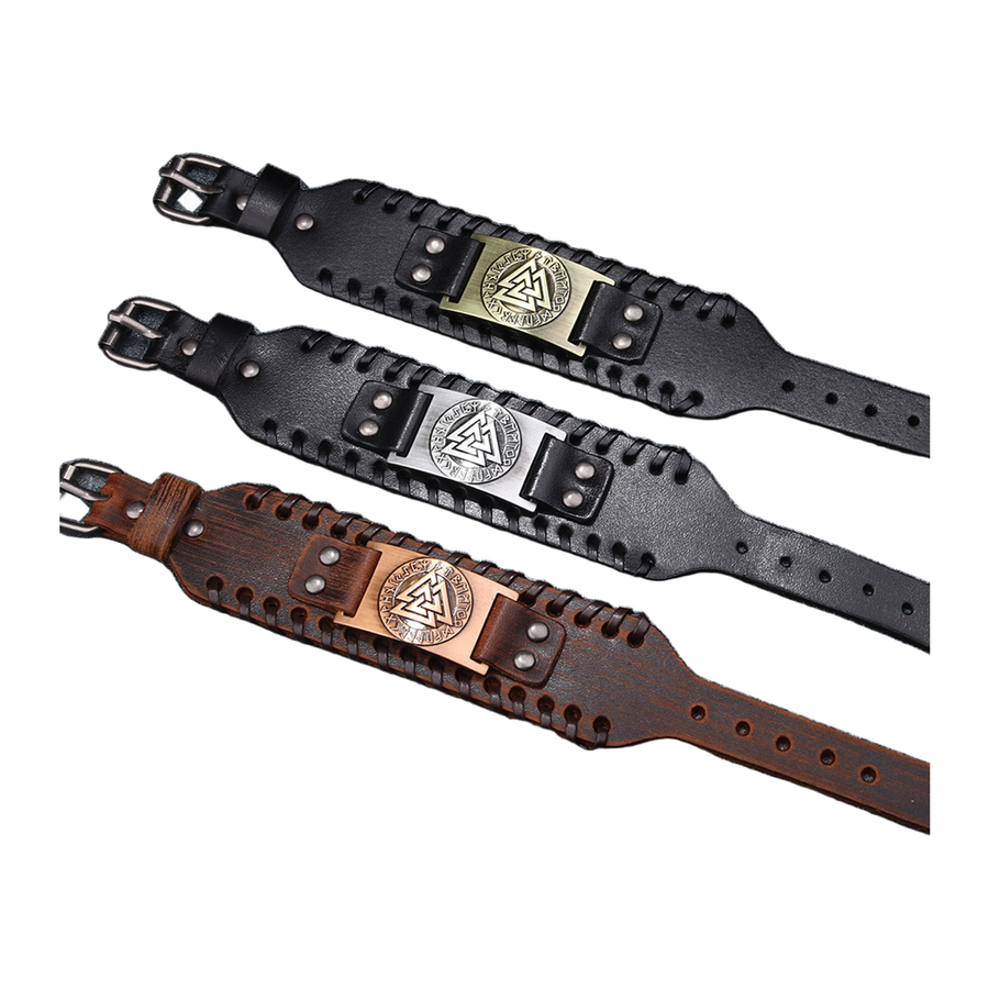 The Runemark cuff shown in Antique Bronze, Antique Silver, and Antique Copper website options
