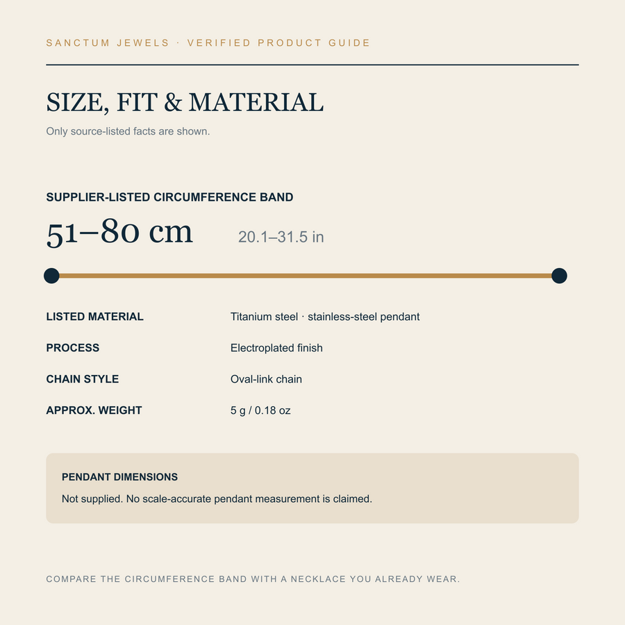 Halo Number supplier-listed circumference, material, chain style and weight guide in English
