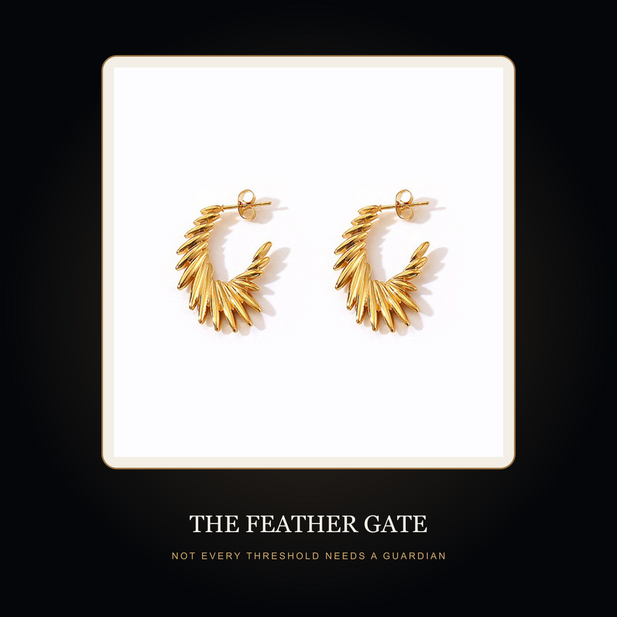 The Seraph Wing earrings in the fictional Feather Gate story scene