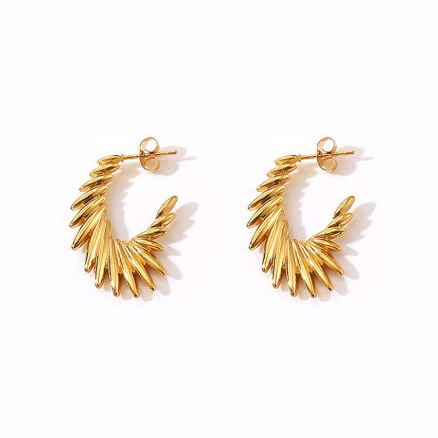 Matching pair of The Seraph Wing gold-tone feather-style open C-hoops