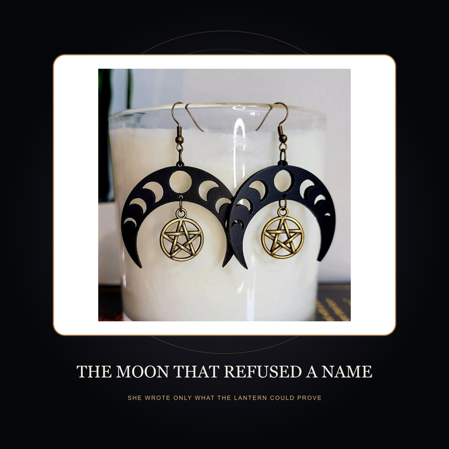 The Two Unnamed Nights earrings in the fictional Moon That Refused a Name scene