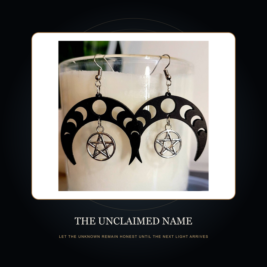 The Two Unnamed Nights earrings in the fictional Unclaimed Name threshold scene
