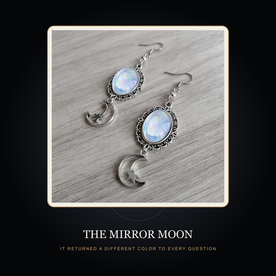 The Rose Crescent earrings in the fictional Mirror Moon story scene