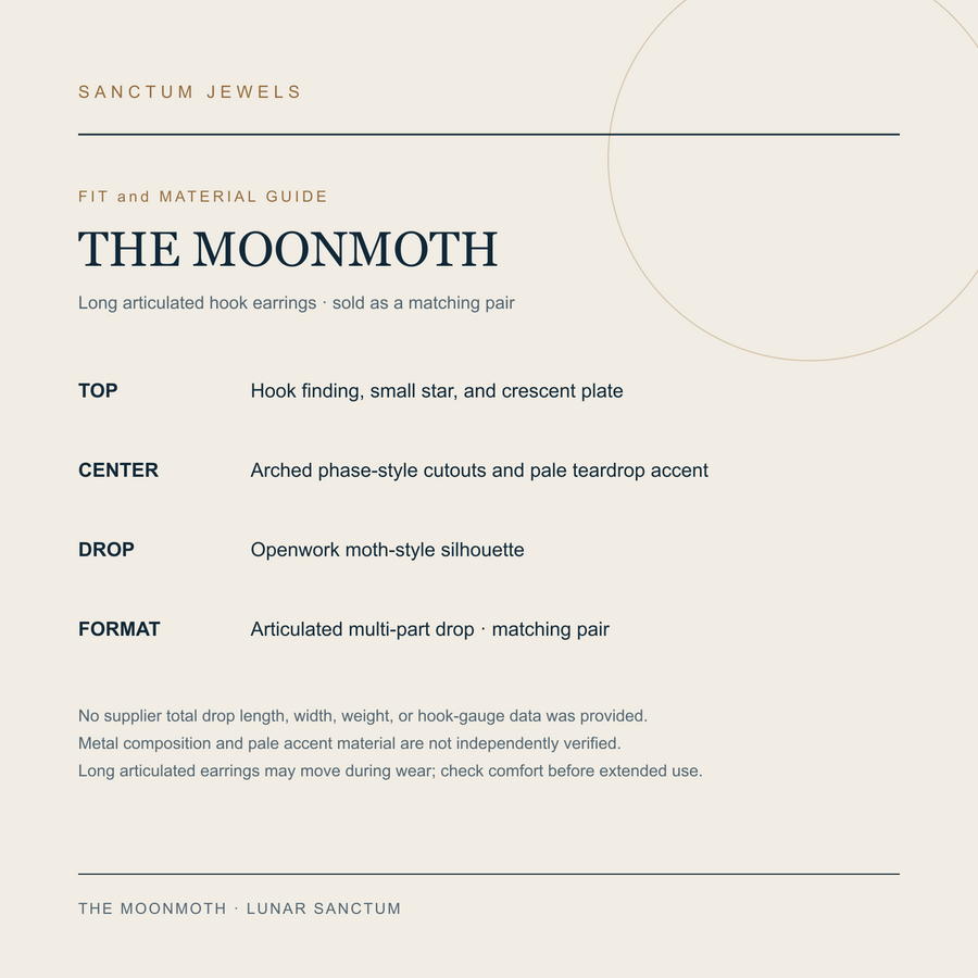 The Moonmoth fit and material guide in English