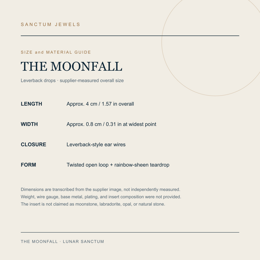 The Moonfall size and material guide in English