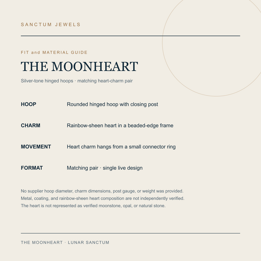 The Moonheart fit and material guide in English