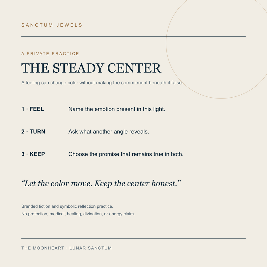 The Moonheart Steady Center symbolic reflection card in English