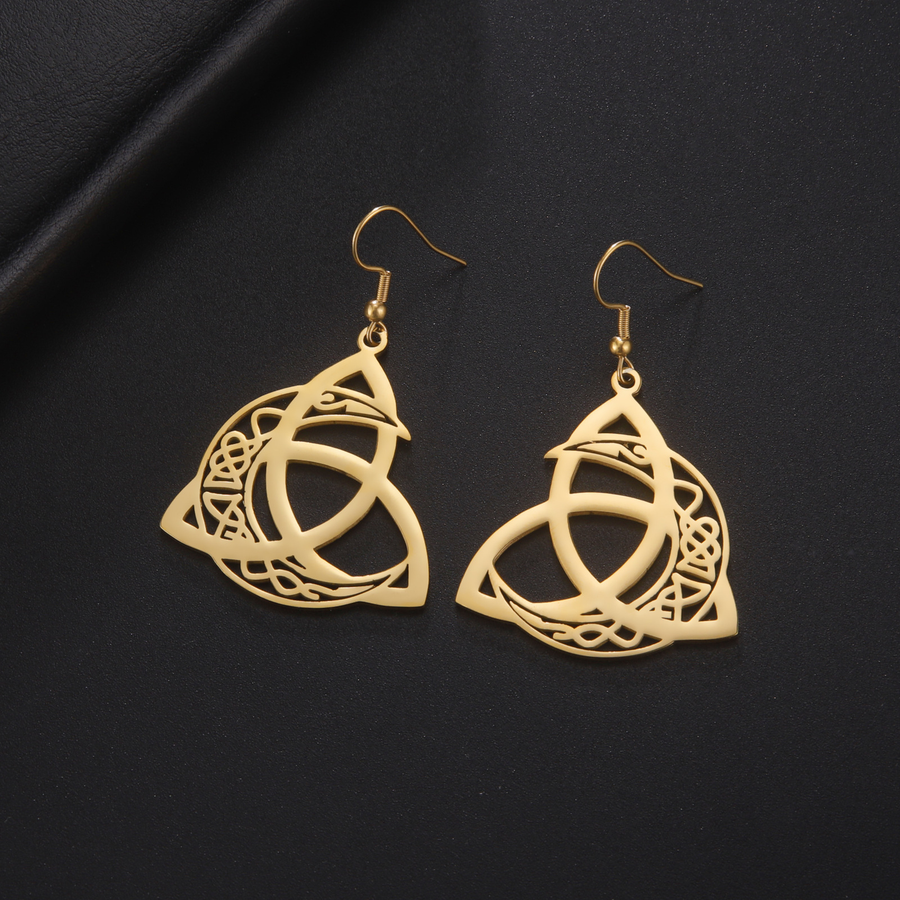 Matching pair of The Moonknot gold-tone openwork drop earrings