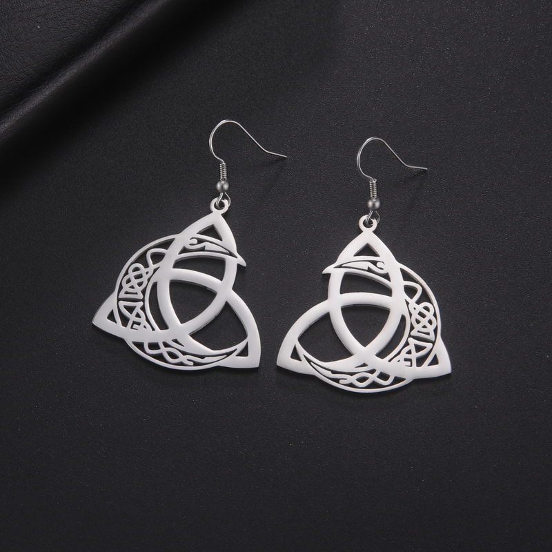 Matching pair of The Moonknot steel-tone openwork drop earrings
