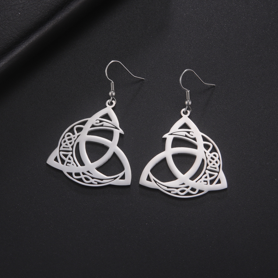 Matching pair of The Moonknot steel-tone openwork drop earrings