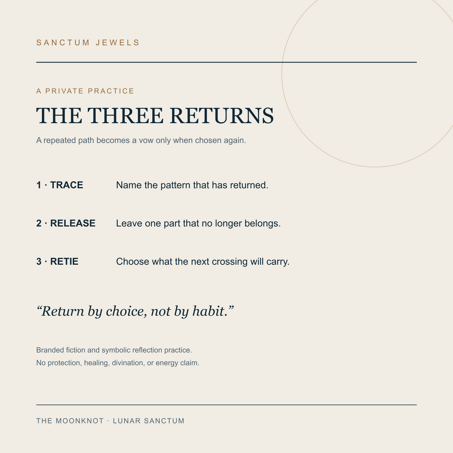 The Moonknot Three Returns symbolic reflection card in English