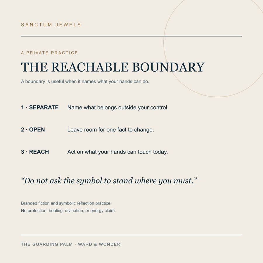 The Guarding Palm Reachable Boundary symbolic reflection card in English