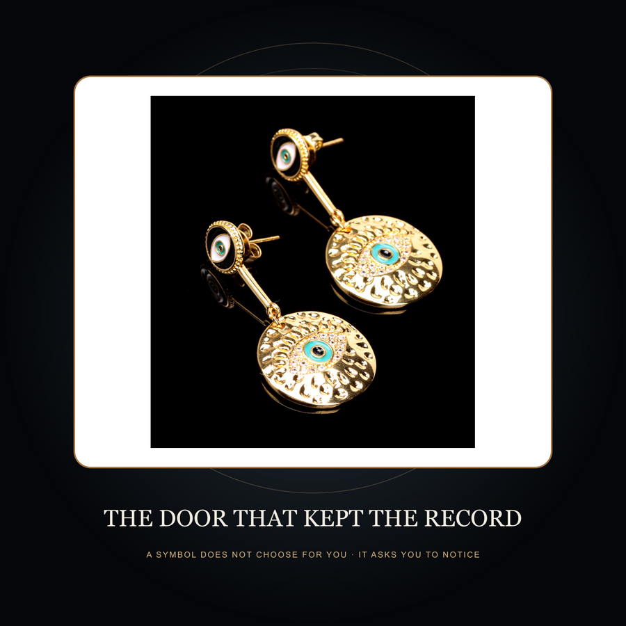 The Twin Witness earrings in the fictional Door That Kept the Record scene